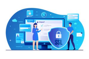 A team from website development company working on website security