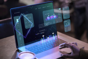 Data Analysis and Process Automation dashboard on laptop showing Power Platform Development
